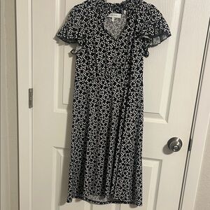 Floral Black and White Dress